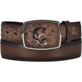 Cuadra Men's Western Belt in Ostrich Leather Brown CV496A1 in Kuwait