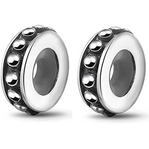 2PCS Antique Sterling Silver Stopper Rubber Beads Charm for European Snake Chain Bracelet