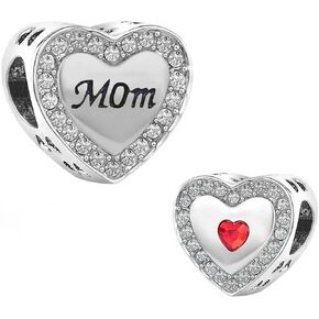 Mom Heart I Love You Birthday Graduation Mothers Day Family Daughter Bead Charms for Bracelets Necklaces