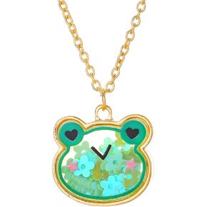 Locket Necklace Cute Cat Frog Locket Pendant Necklace for Girls Jewelry Birthday Gifts