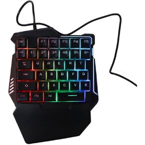 Goshyda One Handed RGB Gaming Keyboard, Professional Ergonomic USB Wired Gaming Keypad with 35 Keys for Desktop Laptop Computer