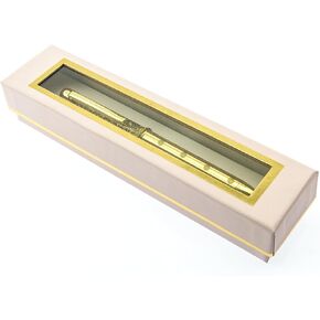 Graphique Good as Gold Deluxe Pen w/Gold-Trimmed Presentation Box - Glittery Gold Pen with Comfortable Finger Grooves, Makes a Beautiful, Unique Gift