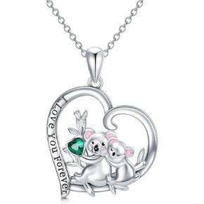 WINNICACA Animal Necklace for Women 925 Sterling Silver Heart Pendant Necklaces Cute Aniaml Jewelry Gifts for Women Teen Girls Sisters Birthday