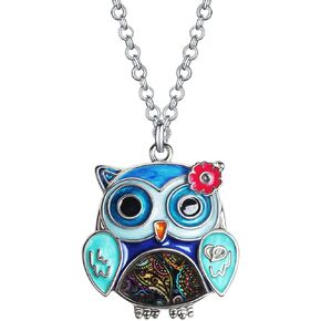 Enamel Alloy Cute Cartoon Owl Necklace Birds Pendant Fashion Jewelry Gifts for Women Girls Charms