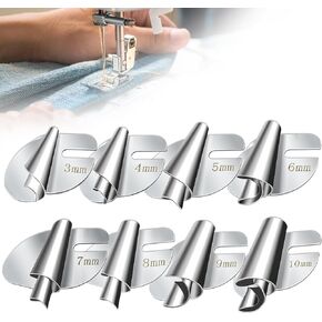 8Pcs Sewing Rolled Hemmer Foot Set, 3mm-10mm 8 Sizes Wide Rolled Hemmer Pressure Foot, Sewing Machine Presser Foot, Universal Sewing Rolled Hemmer Foot Set for Home Sewing Machine.