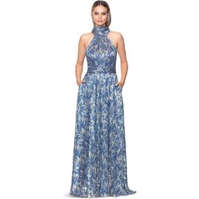 Betsy & Adam Long Crinkle Foil Mock Neck