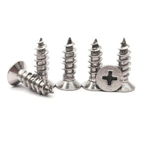 50 Pcs M5x10mm Flat Head Wood Self Tapping 304 Stainless Steel Screw Phillips Head Self Drilling