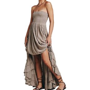 VERGOODR Women's Cotton Sexy Sleeveless Boho Beach Backless Long Bohemian Dress