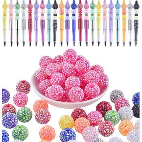 Large Hole Rhinestone Beads for Pens & Keychains - 100pcs Multicolor 12mm Spacer Beads for Jewelry Making