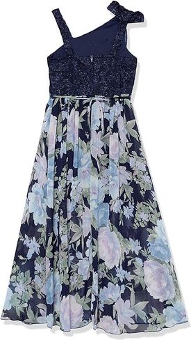 Speechless Girls' Walk-Through Romper Maxi Party Dress, Navy/Lavender, 7 in Saudi Arabia