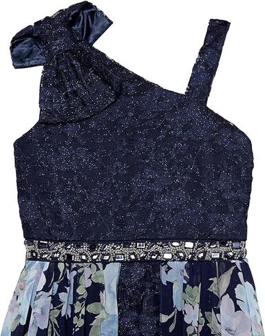 Speechless Girls' Walk-Through Romper Maxi Party Dress, Navy/Lavender, 7 in Saudi Arabia