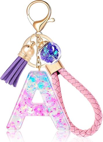 Initial Letter Keychain for Women Girls Aesthetic Girly Resin Alphabet Monogram Key Chain Charm in Kuwait