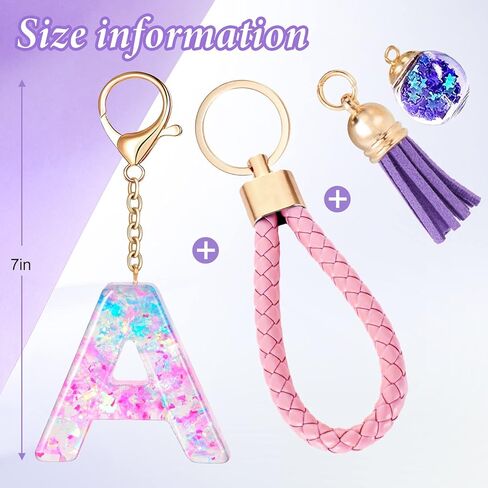 Initial Letter Keychain for Women Girls Aesthetic Girly Resin Alphabet Monogram Key Chain Charm in Kuwait