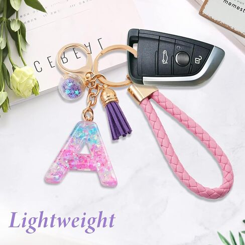 Initial Letter Keychain for Women Girls Aesthetic Girly Resin Alphabet Monogram Key Chain Charm in Kuwait