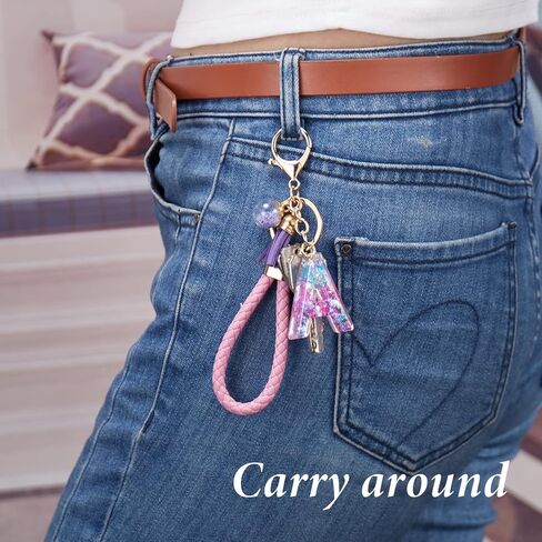 Initial Letter Keychain for Women Girls Aesthetic Girly Resin Alphabet Monogram Key Chain Charm in Kuwait