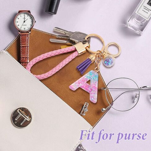 Initial Letter Keychain for Women Girls Aesthetic Girly Resin Alphabet Monogram Key Chain Charm in Kuwait