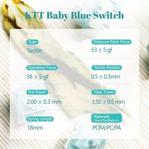 KTT Baby Series 5 Pin Linear Mechanical Switch Set, POM Stem, 45 Pieces for Mechanical Gaming Keyboard, Compatiable with MX Keycaps (White, 43gf Linear) in Kuwait