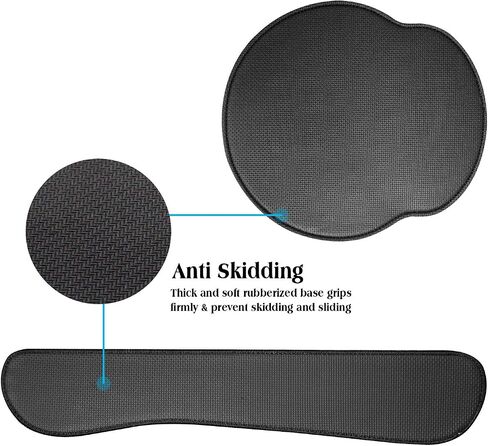 Leather Round Mouse Pad Wrist Support & Gaming Keyboard Pad Set – Durable Ergonomic Anti Slip Non-Slip Base Rest Support - Brown in Saudi Arabia
