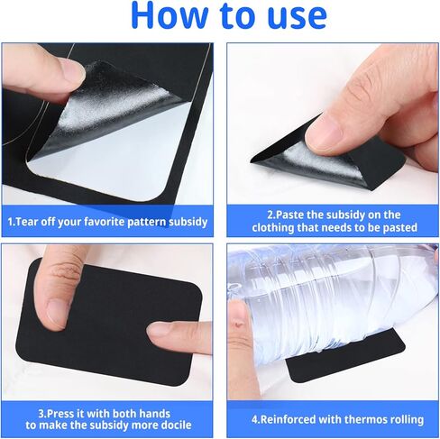 5 ورقات منتفخة أسفل سترة إصلاح التصحيح، 40 قطعة من نسيج النايلون الأسود رقعة إصلاح ذاتية اللصق مقاومة للماء على شريط رقع لمعطف ملابس خيمة وأكياس نوم وسراويل تزلج وتثبيت ثقوب in Kuwait