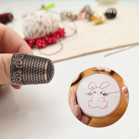 6 Pcs Sewing Thimbles,Brass Metal Fingertip Protector, Quilting Craft Accessories Knitting Needlework for DIY Hand Sewing Tools in Saudi Arabia