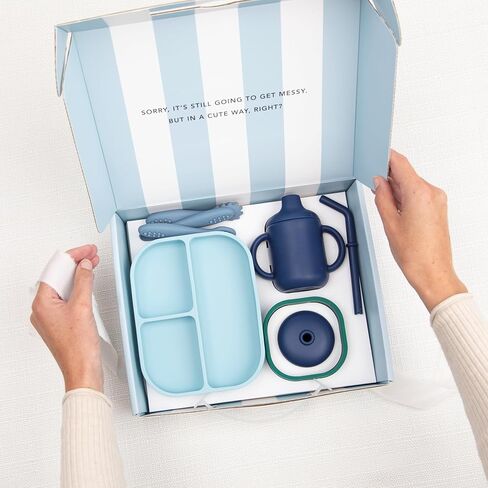 مجموعة بيلا تونو ليتل بايتس - مجموعة تغذية الأطفال ومستلزمات فطام الأطفال مع وعاء طفل واحد، طبق طفل واحد، 3 أواني أطفال، كوب واحد، غطاءان، سيليكون صالح للطعام بنسبة 100% (عالم تحت الماء) in Kuwait