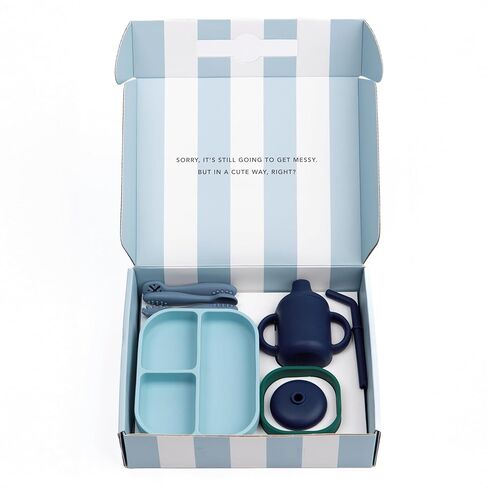 مجموعة بيلا تونو ليتل بايتس - مجموعة تغذية الأطفال ومستلزمات فطام الأطفال مع وعاء طفل واحد، طبق طفل واحد، 3 أواني أطفال، كوب واحد، غطاءان، سيليكون صالح للطعام بنسبة 100% (عالم تحت الماء) in Kuwait