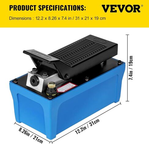 مضخة الهواء الهيدروليكية VEVOR 10000 PSI الهواء فوق المضخة الهيدروليكية 1/2 جالون خزان الهواء مضخة هيدروليكية تعمل بالقدم 3/8 بوصة NPT مع خرطوم 6.56 قدم 2 موصل واحد يعمل لإصلاح السيارة (أزرق) in Saudi Arabia