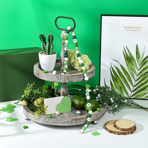 180 قطعة من الخرز الخشبي لعيد القديس باتريك، خرز خشبي أخضر، خرز شامروك محظوظ لصنع المجوهرات، 16 ملم من خرز البرسيم بيرة جنوم الزاهي لتزيين الحفلات في يوم باتريك in Kuwait