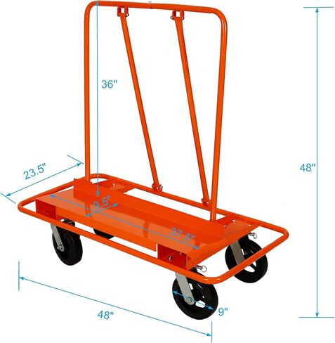Heavy Duty 2400lbs Capacity Drywall Sheet Cart & Panel Dolly Service Car with 8" Black Mold-On Rubber Wheels - Construction, Multi-Use, Secure & Stable, Smooth Mobility in Kuwait