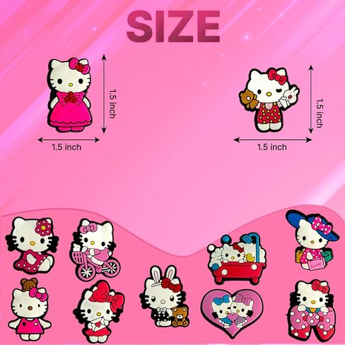 35 قطعة من زينة الأحذية الكرتونية الجميلة واللطيفة لصنادل هالو كيتي، زينة تزيين الأحذية خفيفة ورقيقة، سهلة التركيب للأطفال والكبار in Kuwait