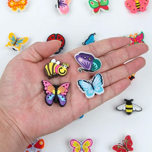 36 Pcs Butterfly Bug Shoe Charms for Girls Clog Shoes Decorations - Cute Butterfly Crooc Charms for Girls Boys Women Nature Butterfly Bug Clogs Accessories Spring Birthday Gifts in Saudi Arabia