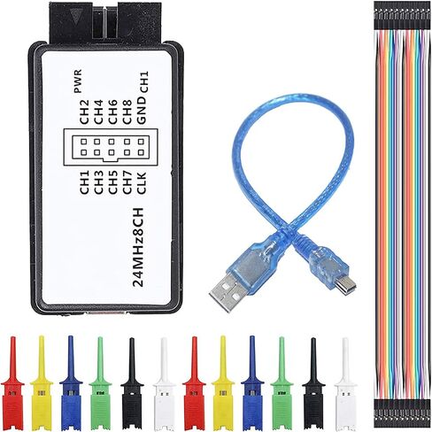 جهاز محلل منطقي USB 24 ميجا هرتز 8CH 8 قنوات UART IIC SPI Debug مع كابل USB صغير دوبونت كابل 6 ألوان اختبار مشبك مجموعة لـ Arduino FPGA M100 SCM in Saudi Arabia
