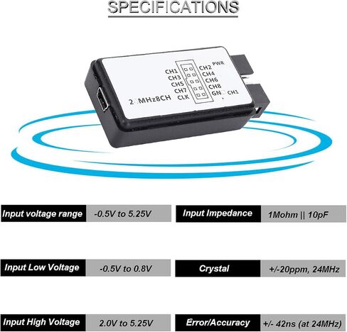 جهاز محلل منطقي USB 24 ميجا هرتز 8CH 8 قنوات UART IIC SPI Debug مع كابل USB صغير دوبونت كابل 6 ألوان اختبار مشبك مجموعة لـ Arduino FPGA M100 SCM in Saudi Arabia