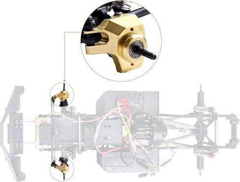 Hobbypark Brass Front Steering Knuckles Heavy Weights for SCX10 II Upgrades Compatible with Axial SCX10 II Honcho (Black&Gold) in Saudi Arabia
