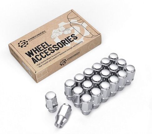 20pcs Chrome Silver Bulge ET Extended Thread Lug Nuts, Metric 12x1.5 Thread, 1.75 inch Length, Cone Conical Taper Seat Shank Closed End - Compatible with Chevy Buick Chrysler Dodge GMC Pontiac in Saudi Arabia