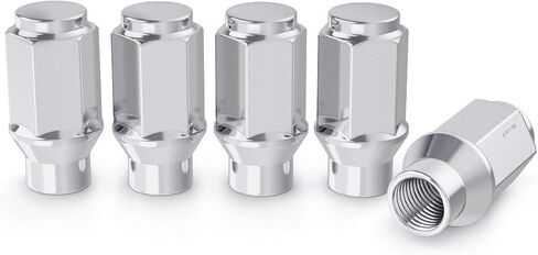 20pcs Chrome Silver Bulge ET Extended Thread Lug Nuts, Metric 12x1.5 Thread, 1.75 inch Length, Cone Conical Taper Seat Shank Closed End - Compatible with Chevy Buick Chrysler Dodge GMC Pontiac in Saudi Arabia
