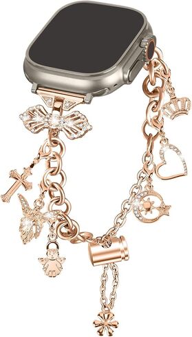 Aottom Bling Bands Compatible with Apple Watch Bands 41mm 40mm 38mm 42mm 44mm 45mm Bling Jewelry for iWatch Series SE 7 6 5 4 3 2 1, Women's Interchangeable Charms Adjustable Bracelet in Saudi Arabia