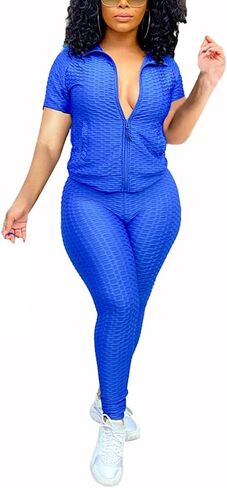 Womens 2 piece tracksuit set Casual Long Sleeve Zip Hoodie Sweatshirt and Skinny Long Pants Sweatsuits Jogging Suits in Kuwait