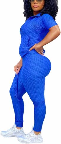 Womens 2 piece tracksuit set Casual Long Sleeve Zip Hoodie Sweatshirt and Skinny Long Pants Sweatsuits Jogging Suits in Kuwait