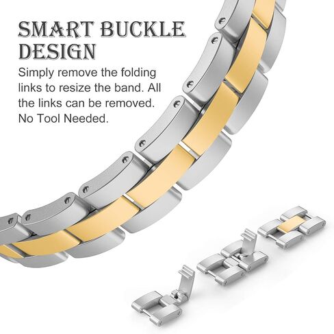 Wearlizer Pure Gold Silver Compatible with Apple Watch Band 38mm 40mm 41mm Womens for iWatch Color Matching 2-Tone Bling Rhinestone Metal Wristband Strap X-Link Bracelet Series SE/9/8/7/6/5/4/3/2/1 in Saudi Arabia