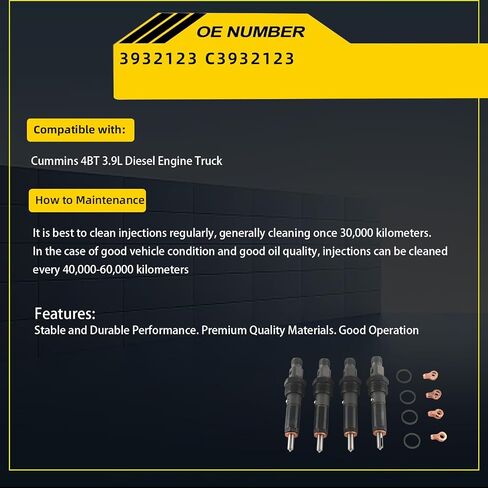 C3932123 3932123 حاقن الوقود 4 قطعة متوافق مع شاحنة الديزل Cummins 4BT 3.9L in Saudi Arabia