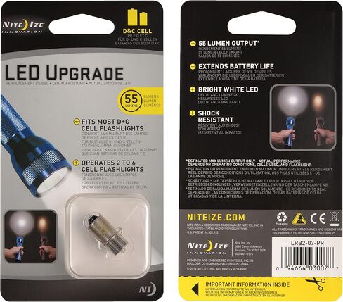 Nite Ize LED Upgrade - LED Bulb Kit for Flashlights - 55 Lumen Flashlight - 100,000 Hour Lifespan - Compatible for Most C or D Cell Flashlights in Saudi Arabia