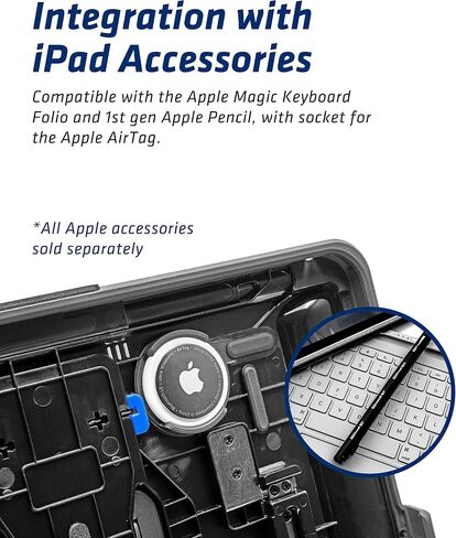 حافظة الكمبيوتر اللوحي A22A Atlas - تناسب iPad (الجيل العاشر) - حماية 360 درجة - للطيارين المحترفين والطيران العام - هيكل شفاف/مشبك أحمر in Kuwait