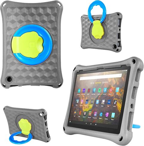حافظة كمبيوتر لوحي 10 جديدة كليًا للأطفال، خفيفة الوزن ومقبض مقاوم للصدمات، حامل دوار 360 درجة، حافظة مقاومة للأطفال (رمادي) in Kuwait