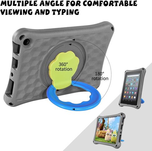 حافظة كمبيوتر لوحي 10 جديدة كليًا للأطفال، خفيفة الوزن ومقبض مقاوم للصدمات، حامل دوار 360 درجة، حافظة مقاومة للأطفال (رمادي) in Kuwait