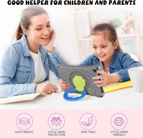 حافظة كمبيوتر لوحي 10 جديدة كليًا للأطفال، خفيفة الوزن ومقبض مقاوم للصدمات، حامل دوار 360 درجة، حافظة مقاومة للأطفال (رمادي) in Kuwait