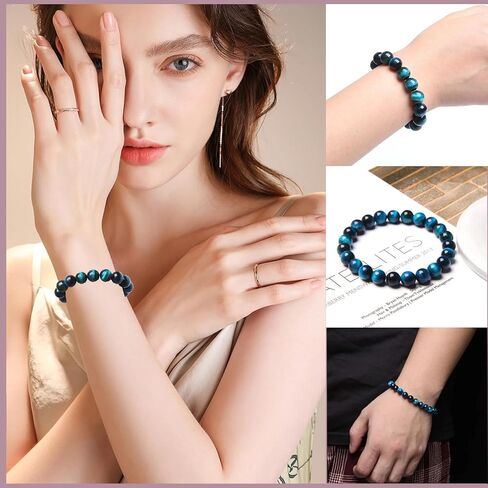 12 قطعة أساور كريستال شفاء للنساء والرجال 8 مم حجر مستدير سوار مطرز بالأحجار الكريمة شبه الكريمة سوار حجر الطاقة تمتد سوار مجوهرات هدايا in Kuwait