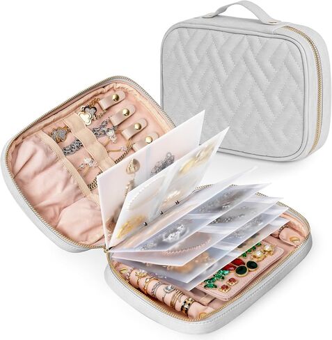 Becko US Travel Jewelry Organizer Case, Jewelry Storage Bag for Necklaces, Earrings, Rings, Bracelet (Gray) in Saudi Arabia