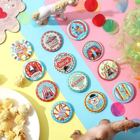 48 Pieces 1.5 Inch Circus Party Favors Circus Button Pins for Backpack Circus Theme Party Decorations for Clothes Jean Hat Jackets Carnival Baby Shower Birthday, 12 Styles in Saudi Arabia