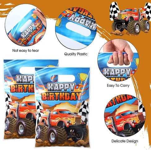 50 قطعة من أكياس Monster Truck للحفلات المفضلة، لوازم حفلات أعياد الميلاد، أكياس حلوى حلوى جودي، حقائب بلاستيكية لأعياد الميلاد السعيدة للأولاد، ديكورات حفلات شاحنة الوحش in Saudi Arabia